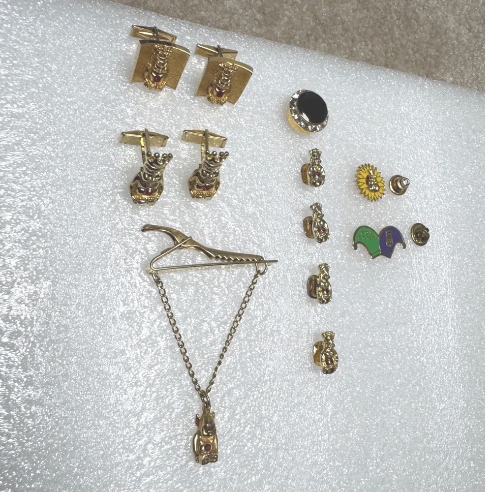 Royal Order of Jesters Billiken ROJ Court 125 Cufflinks Tie Clip Pin Lot Vintage
